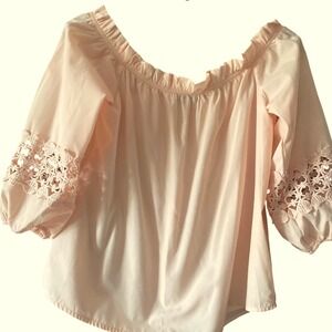 Off Shoulder Blouse Crochet Sleeve Tassel Top Boho‎ Chic Summer Size M